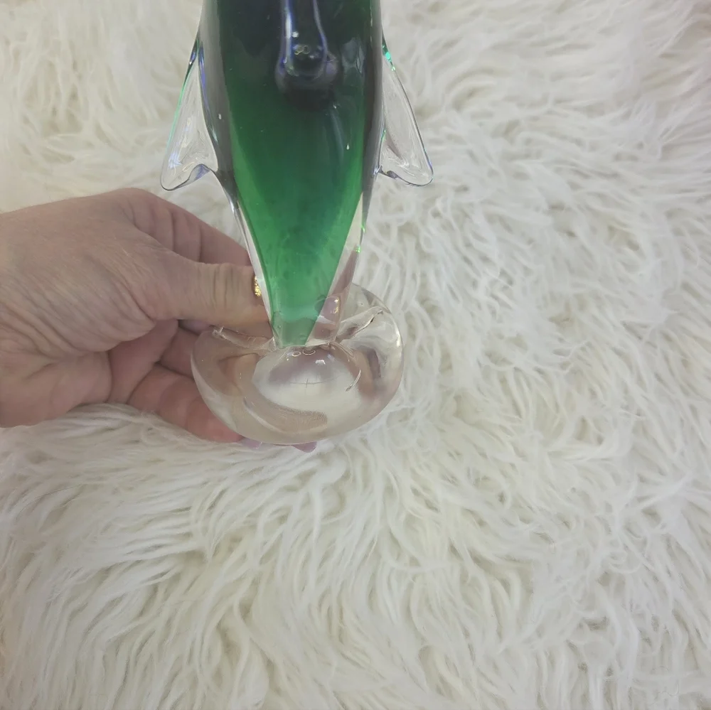 Dynasty Gallery Murano Style Art Glass Dolphin Figurine